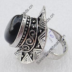 Metal Alloy Finger Rings, Flat Oval 33x25mm, Sold by Box 
