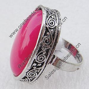 Metal Alloy Finger Rings, Flat Oval 33x23mm, Sold by Box 