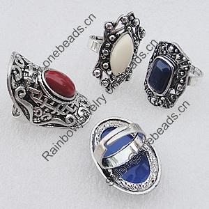 Metal Alloy Finger Rings, Mix Style, 29x21mm-42x24mm, Sold by Box  