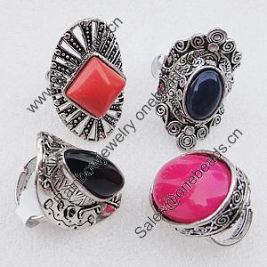 Metal Alloy Finger Rings, Mix Style, 33x23mm-38x24mm, Sold by Box 