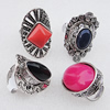 Metal Alloy Finger Rings, Mix Style, 33x23mm-38x24mm, Sold by Box 