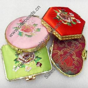 Silk Handmade Embroidery, Grooming Mirror, Mix color & Mix style, 73-75mm, Sold by PC