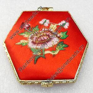 Silk Handmade Embroidery, Grooming Mirror, Polygon, 76x77mm, Sold by PC