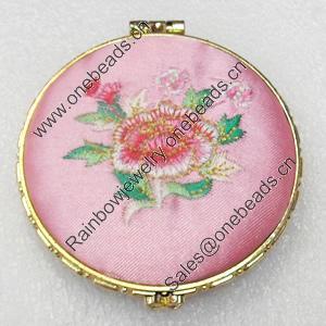 Silk Handmade Embroidery, Grooming Mirror, Flat Round, 73mm, Sold by PC