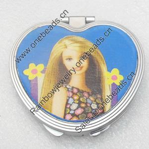 Plastic Grooming Mirror, Heart, 72x73mm, Sold by PC