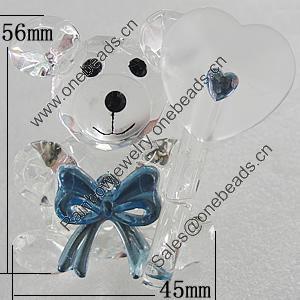 Glass Decorations, Bear 56x45mm, Sold by PC