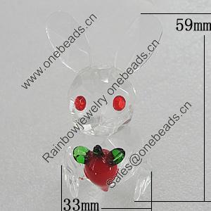 Glass Decorations, Rabbit 59x33mm, Sold by PC