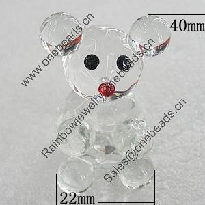 Glass Decorations, Bear 40x22mm, Sold by PC