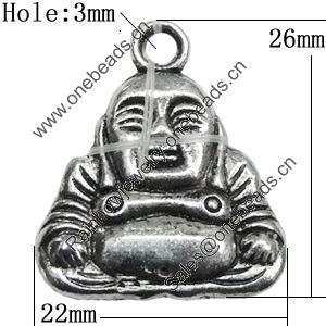 Pendant Zinc Alloy Jewelry Findings Lead-free, 26x22mm Hole:3mm, Sold by Bag