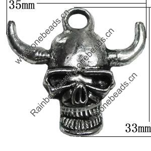 Pendant Zinc Alloy Jewelry Findings Lead-free, Skeleton 33x35mm Hole:5mm, Sold by Bag