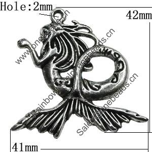 Pendant Zinc Alloy Jewelry Findings Lead-free, 42x41mm Hole:2mm, Sold by Bag
