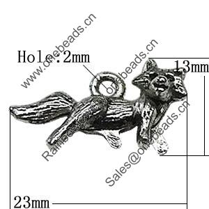 Pendant Zinc Alloy Jewelry Findings Lead-free, Fox 23x13mm Hole:2mm, Sold by Bag