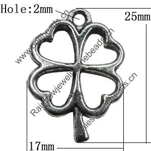 Pendant Zinc Alloy Jewelry Findings Lead-free, Flower 25x17mm Hole:2mm, Sold by Bag