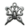 Pendant Zinc Alloy Jewelry Findings Lead-free, Butterfly 25x20mm Hole:2mm, Sold by Bag