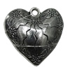 Pendant Zinc Alloy Jewelry Findings Lead-free, Heart 31x32mm Hole:3mm, Sold by Bag