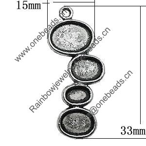 Pendant Zinc Alloy Jewelry Findings Lead-free, 33x15mm Hole:2mm, Sold by Bag