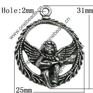 Pendant Zinc Alloy Jewelry Findings Lead-free, 31x25mm Hole:2mm, Sold by Bag