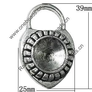 Pendant Zinc Alloy Jewelry Findings Lead-free, Lock 39x25mm, Sold by Bag