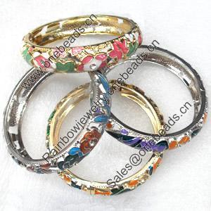 Cloisonne Bracelet, Mix color & Mix style, width:14mm,Inner diameter:62mm,Outer diameter:72mm, Sold by PC