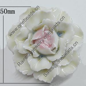 Porcelain Pendants, Flower Size:about 50mm Hole:5mm, Sold by PC