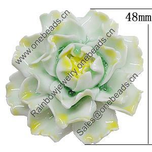 Porcelain Pendants, Flower Size:about 48mm Hole:5mm, Sold by PC