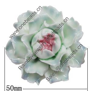 Porcelain Pendants, Flower Size:about 50mm Hole:5mm, Sold by PC