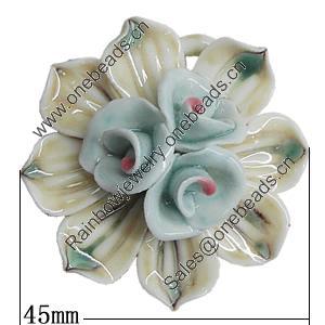 Porcelain Pendants, Flower Size:about 45mm Hole:5mm, Sold by PC