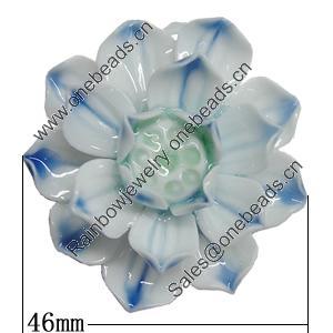Porcelain Pendants, Flower Size:about 46mm Hole:5mm, Sold by PC
