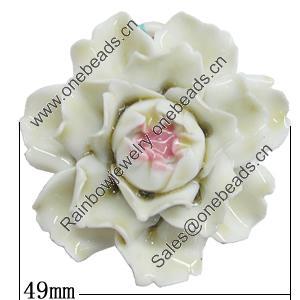 Porcelain Pendants, Flower Size:about 49mm Hole:5mm, Sold by PC