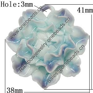 Porcelain Pendants, Leaf Size:about 41x38mm Hole:3mm, Sold by PC
