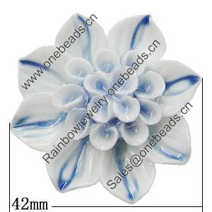 Porcelain Pendants, Flower Size:about 42mm Hole:3mm, Sold by PC