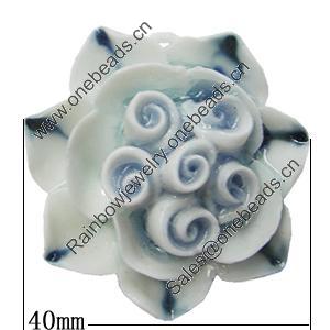 Porcelain Pendants, Flower Size:about 40mm Hole:3mm, Sold by PC