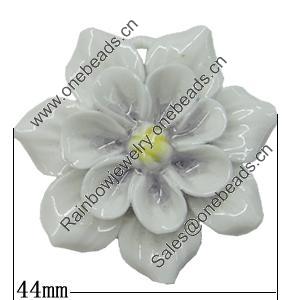 Porcelain Pendants, Flower Size:about 44mm Hole:3mm, Sold by PC