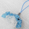Mobile Decoration, Glass beads, Dolphin, Chain: about 6cm long, Pendant about:25x20mm, Sold by PC