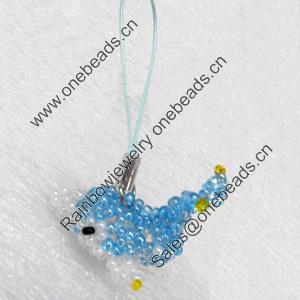 Mobile Decoration, Glass beads, Chain: about 6cm long, Pendant about:20x38mm, Sold by PC
