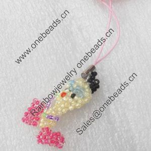 Mobile Decoration, Glass beads, Chain: about 6cm long, Pendant about:18x35mm, Sold by PC