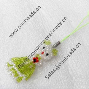 Mobile Decoration, Glass beads, Chain: about 6cm long, Pendant about:25x45mm, Sold by PC