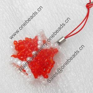 Mobile Decoration, Glass beads, Chain: about 6cm long, Pendant about:32x28mm, Sold by PC