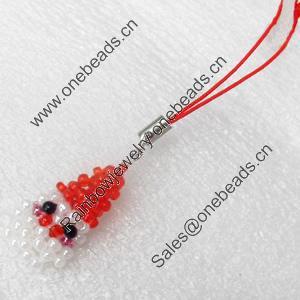 Mobile Decoration, Glass beads, Chain: about 6cm long, Pendant about:15x30mm, Sold by PC