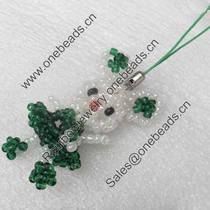 Mobile Decoration, Glass beads, Rabbit, Chain: about 6cm long, Pendant about:25x54mm, Sold by PC