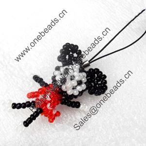 Mobile Decoration, Glass beads, Chain: about 6cm long, Pendant about:35x50mm, Sold by PC