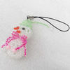Mobile Decoration, Glass beads, Snowman, Chain: about 6cm long, Pendant about:26x40mm, Sold by PC
