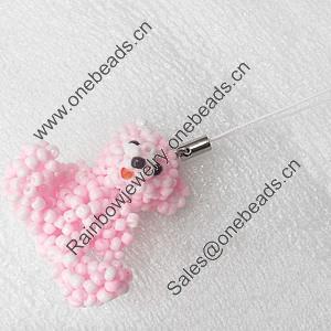 Mobile Decoration, Glass beads, Bear, Chain: about 6cm long, Pendant about:35x43mm, Sold by PC