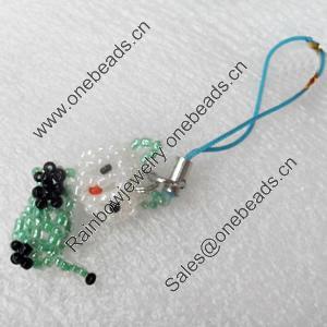 Mobile Decoration, Glass beads, Chain: about 6cm long, Pendant about:25x28mm, Sold by PC