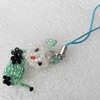 Mobile Decoration, Glass beads, Chain: about 6cm long, Pendant about:25x28mm, Sold by PC