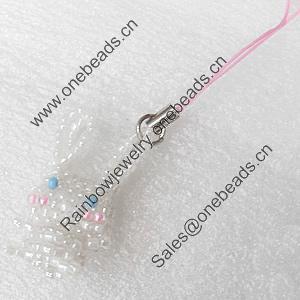 Mobile Decoration, Glass beads, Chain: about 6cm long, Pendant about:20x40mm, Sold by PC