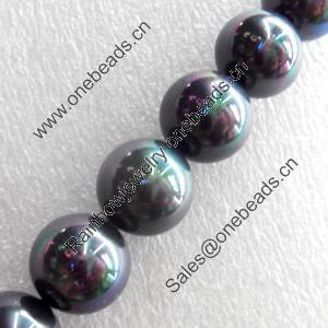 Plated AB South Sea Shell Beads, Round, 6mm, Hole:Approx 1mm, Sold per 16-inch Strand