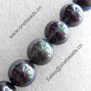 Plated AB South Sea Shell Beads, Round, 8mm, Hole:Approx 1mm, Sold per 16-inch Strand