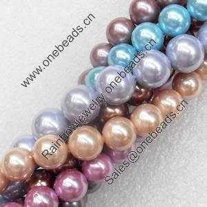 South Sea Shell Beads, Mixed color, Round, 6mm, Hole:Approx 1mm, Sold per 16-inch Strand