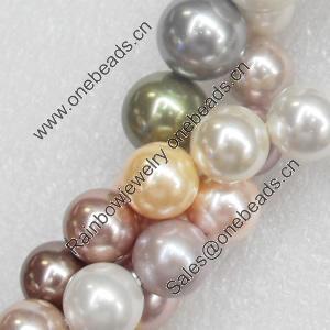 South Sea Shell Beads, Mixed color, Round, 16mm, Hole:Approx 1mm, Sold per 16-inch Strand